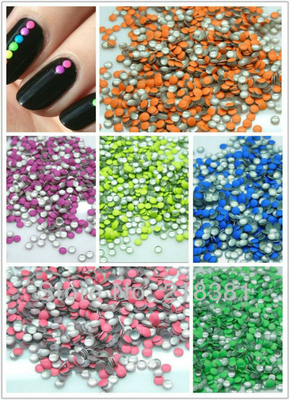 Mixed Fluorescent Color Round Metal Nail Art Decoration Metallic Nail Studs Drop 2mm